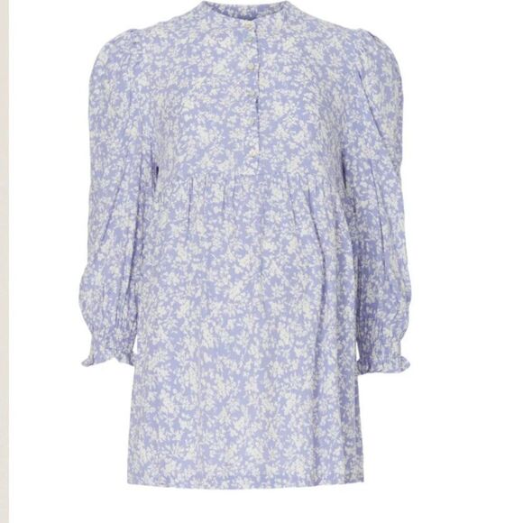 Isabella Oliver Maternity purple and white floral babydoll top size 4 - Picture 5 of 8